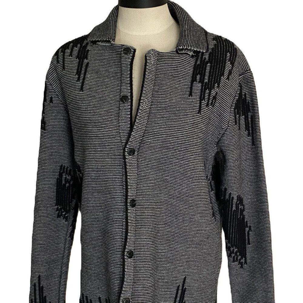 EUC MCR MODACRISE Button Down Black Wool Blend Sweater Knit Cardigan/Jacket sz M